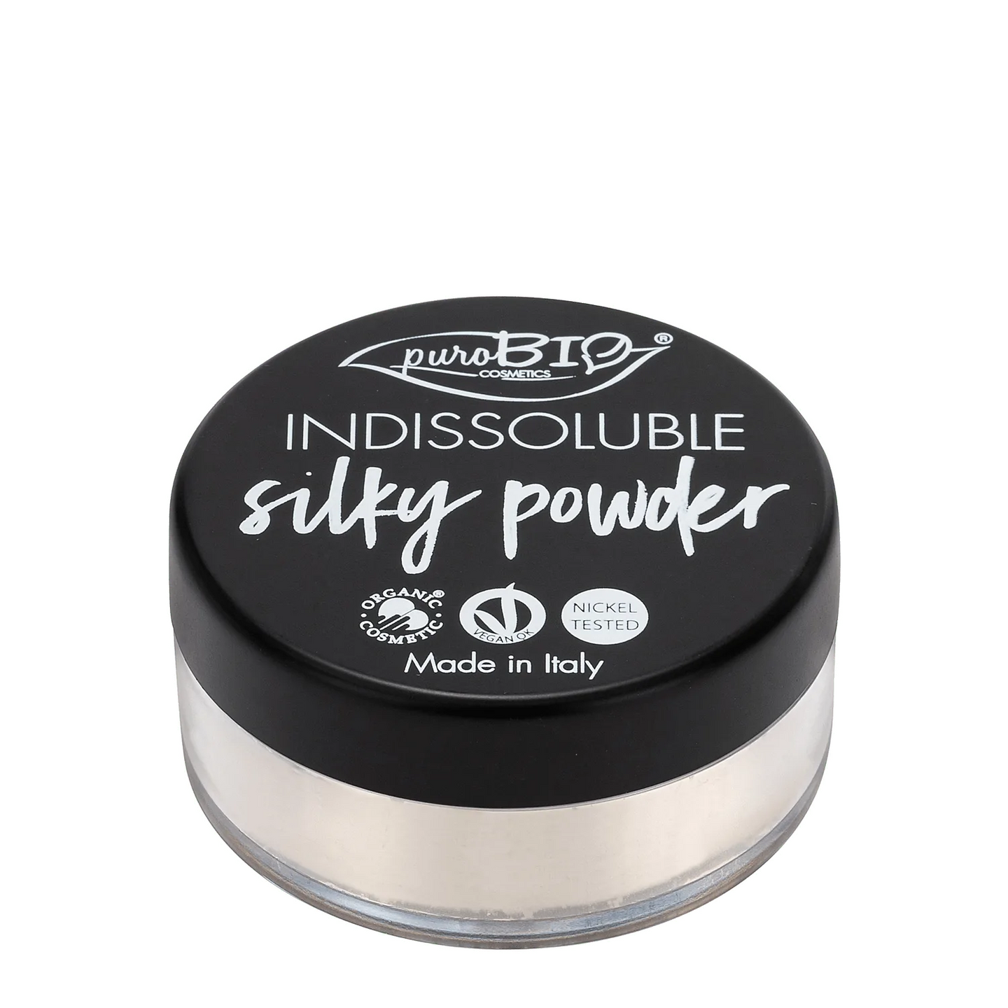 Indissoluble silky powder